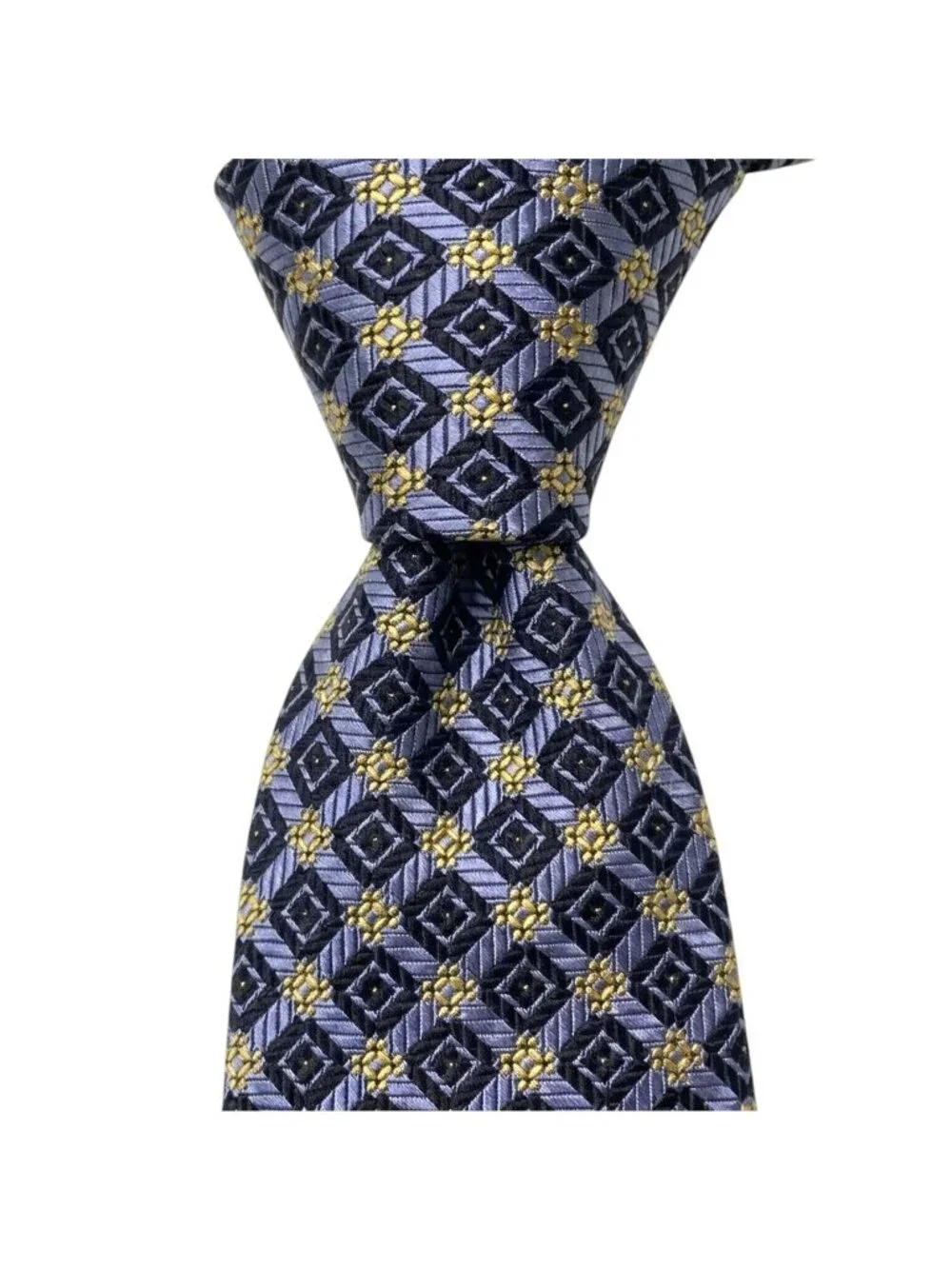 Robert Talbott Estate Silk Tie Blue Gold Geometric Pattern